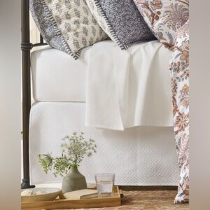 Garnet Hill Natural 100% Cotton Bed Skirt 14” Drop